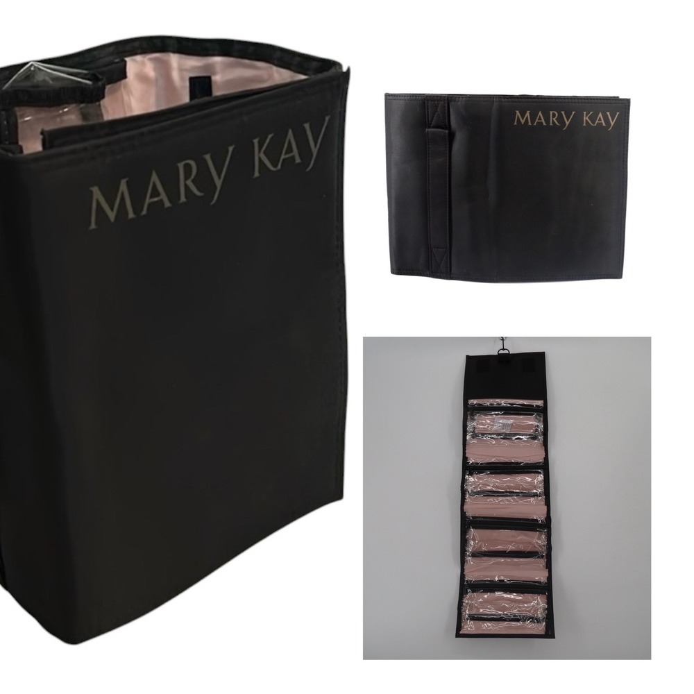 Mary Kay Travel Roll-Up Bag Hanging Organizer Black Removable Pouches Cosmetics